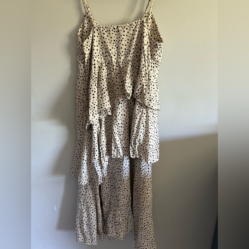 Tiered polka dot spaghetti strap dress by Mystree. - Picture 5 of 8